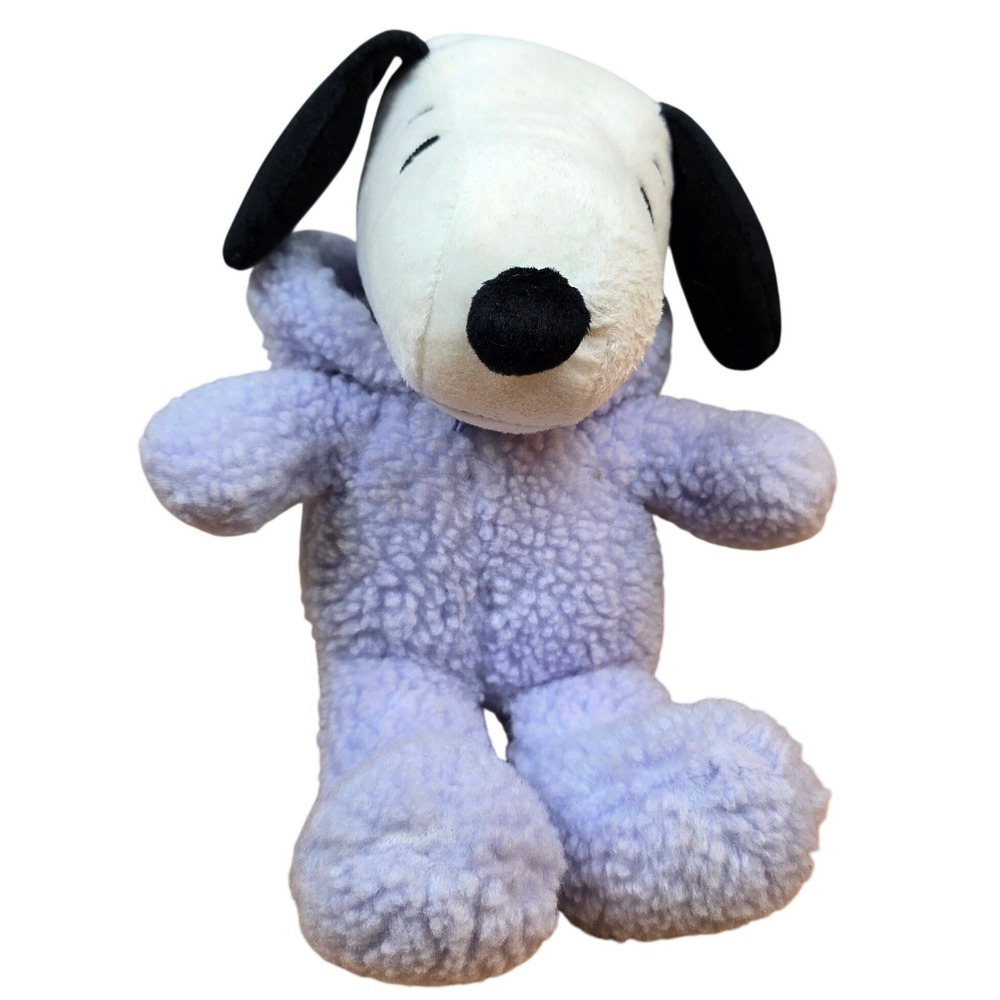 Vintage Peanuts Hallmark Easter Snoopy 16" Plush Bunny Lilac Purple Outfit PJs